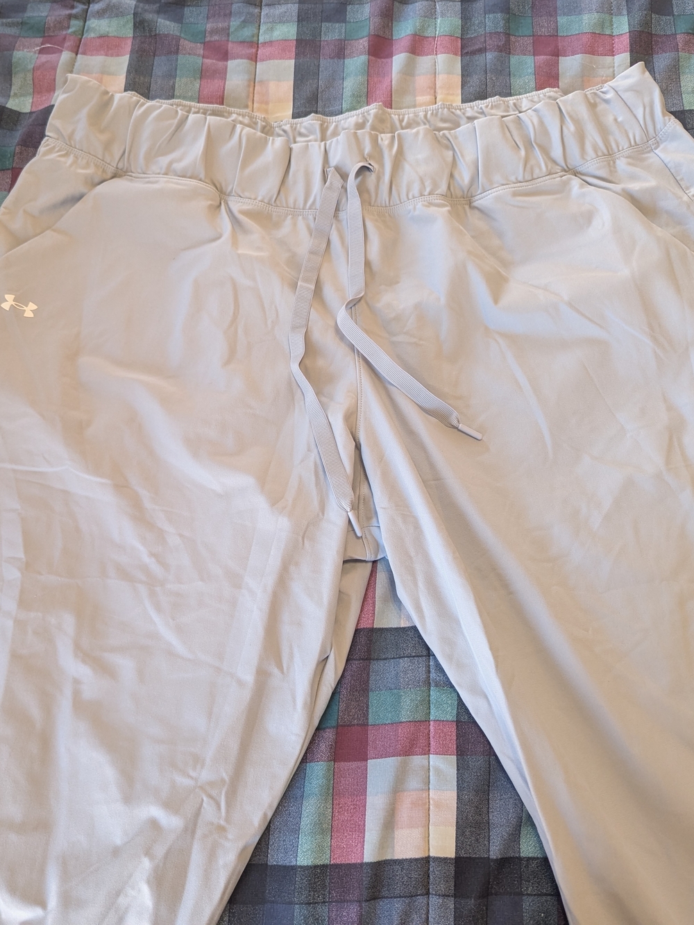 Under Armour Light Gray Track Pants with Drawstring Waist